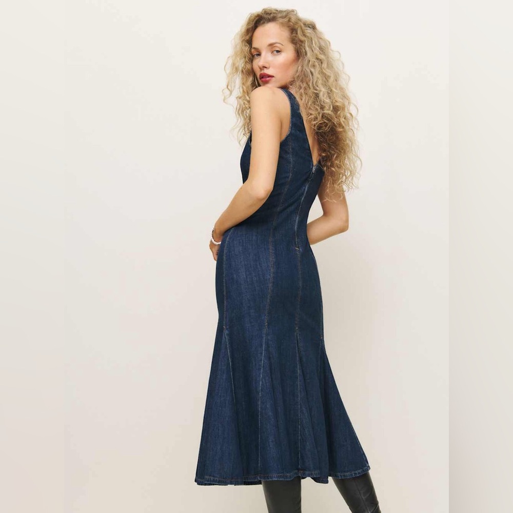 Reformation Serafina Denim Midi Dress, Size 4, $248 - Picture 3 of 12
